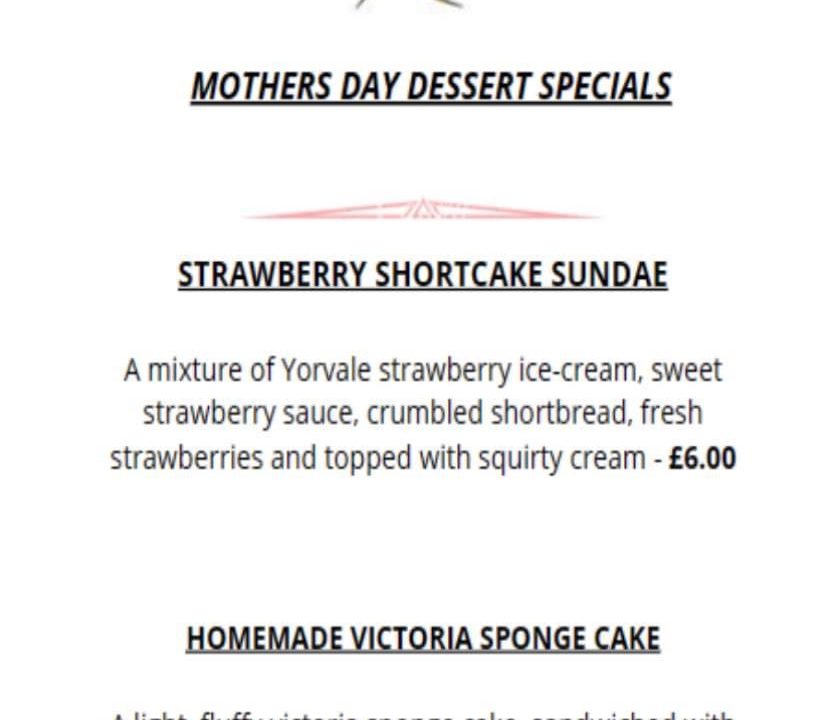 Mothers Day Special menu 2024